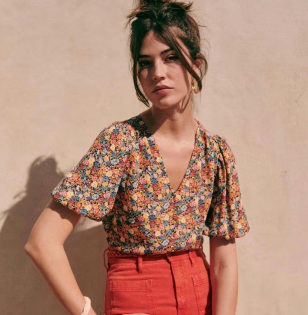 Sezane Paula Sunflowers Blouse Size 38 (S/M)